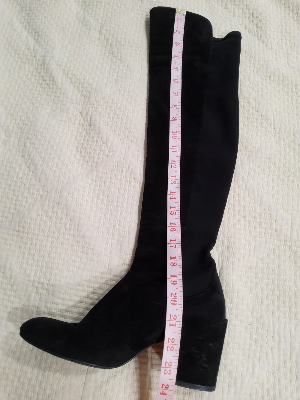 Stuart Weitzman City Suede Black Over-the-Knee Block Heel Boots Size 7,5